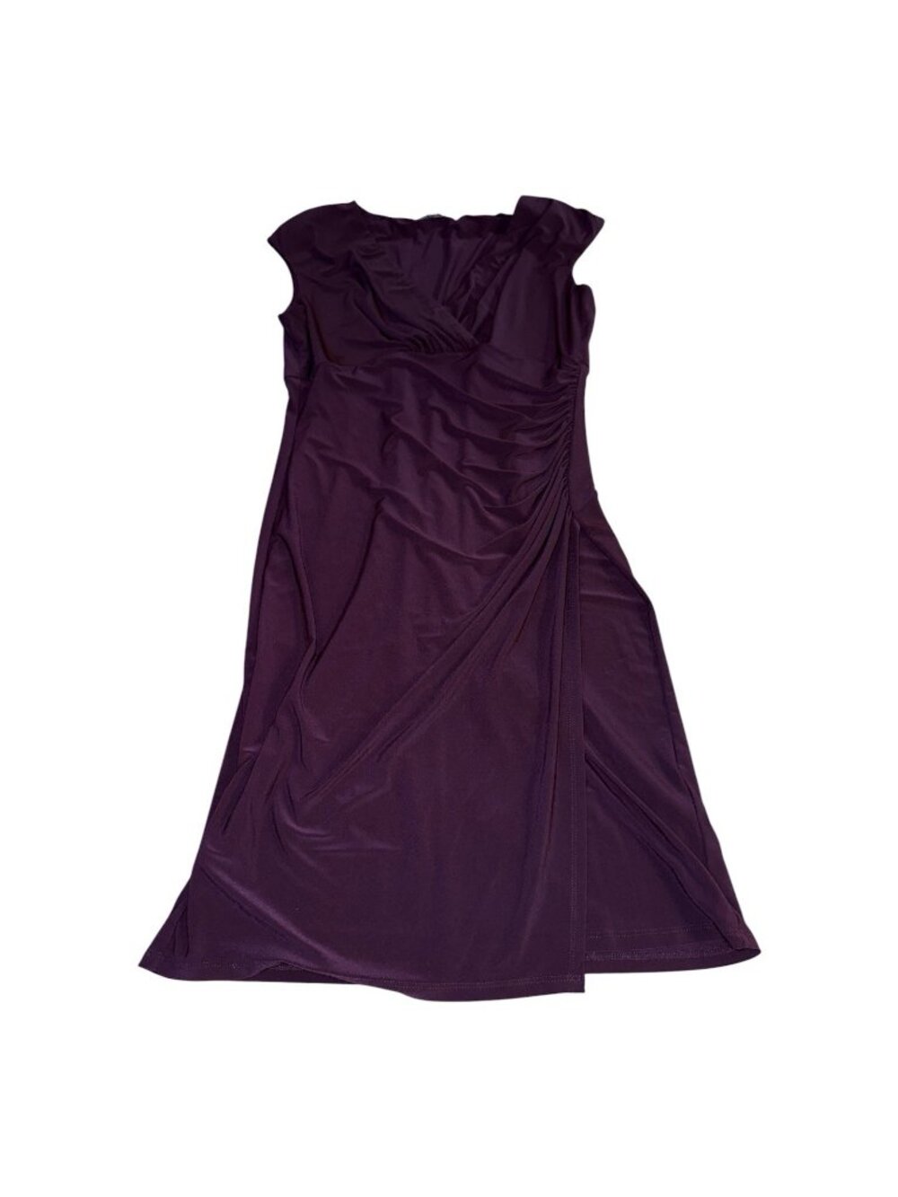 Lauren Ralph Lauren Plum Purple Ruched Sheath Midi Dress Size 10 Cocktail‎